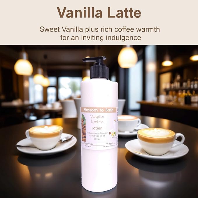 Blossom to Bath Vanilla Latte Lotion (16 ounce) - Phthalate Free Fragrance - Absorbs Quickly with a Deep Vanilla Scent