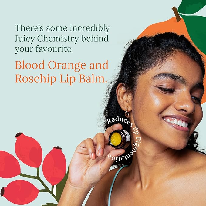 Juicy Chemistry Blood Orange & Rosehip Organic Lip Balm For PiGmented & Chapped Lips, 5 Gm