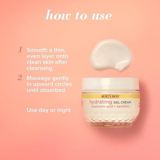 Burt's Bees Truly Glowing Replenishing Gel Cream, Moisturizer with Hydrate and Glow Complex for Normal and Combination Skin, 1.8 Fluid Ounces (Packaging May Vary)