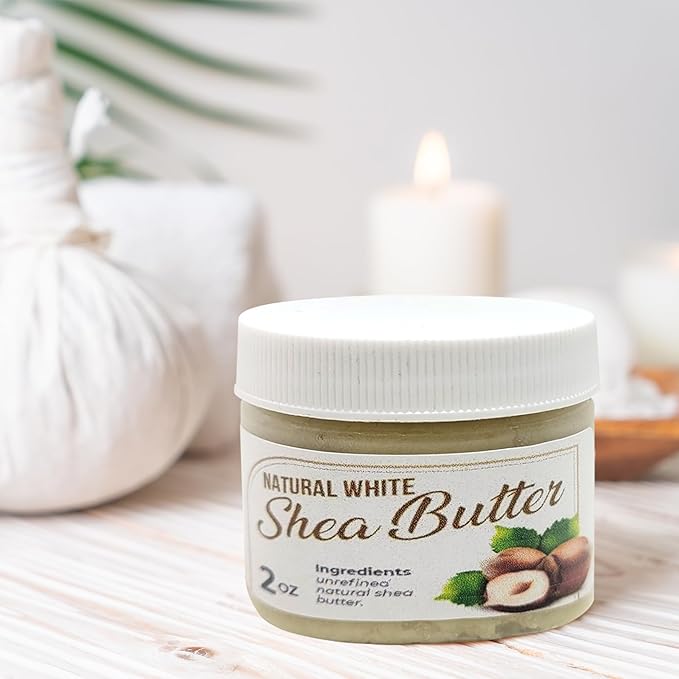 Raw African Shea Butter Travel Size – 2 oz Pure Unrefined Shea Butter for Skin, Hair & Face – Traditional – Plant-Based Body Cream for Dry, Rough Areas - White
