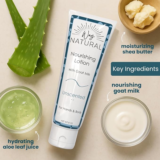 Nourishing Goat Milk Lotion, Fragrance-Free - Travel Size, Natural Hand & Body Unscented Lotion for Dry Skin Relief, USA Made - Goat Milk Hand Cream for Women & Men - 2oz Tube