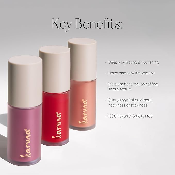 Karuna Skin - Tinted Lip Oil, Soothing & Moisturizing Lip Products with Peptides, Antioxidants, Hydrating Flattering Vegan Lip Tint (Embrace)