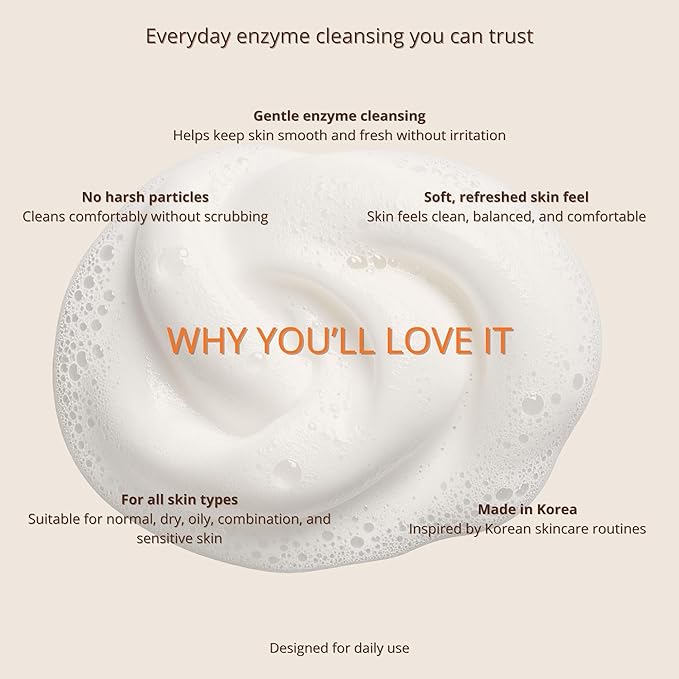 Enzyme Cleansing Foam | Korean Foaming Face Wash with Papain | Gentle Exfoliating Cleanser for Pores & Dull Skin | Removes Makeup & Sunscreen | K-Beauty Face Cleanser | 120 ml/ 4.06 fl oz.