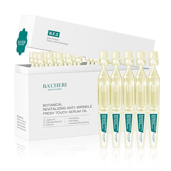 Anti-Aging Serum for Face – Essential Botanical Oil Ampoule with Olive, Jojoba & Squalane – Hydrating, Smoothes Fine Lines & Restores Radiant, Dry Skin, 1ml x 30