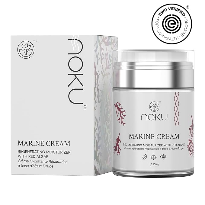 Noku Marine Cream 100ml – Ultra-Hydrating Anti-Aging Moisturizer for Men & Women | Red Algae, Vegan Collagen & Argireline Peptides | Airless Jar, Vegan, Cruelty-Free, EWG VERIFIED