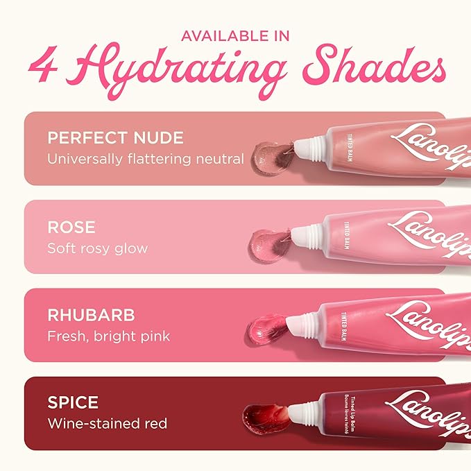 Lanolips Tinted Lip Balm - Moisturizing, Color-Tinted Balm with Lanolin & Vitamin E for Dull, Dry, Cracked Lips, Perfect Nude (12.5g / 0.44oz)