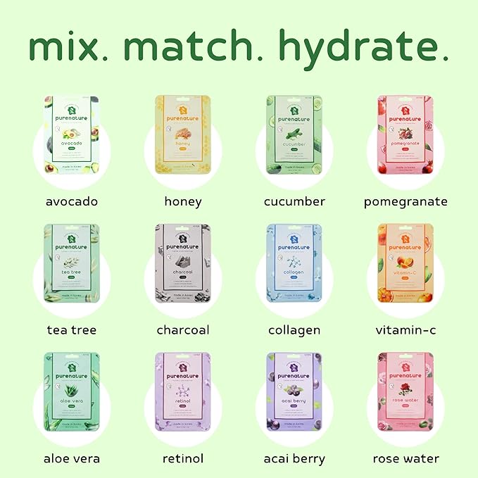 PB & JAY Purenature Facial Mask – Premium Quality Korean Sheet Mask for Oily & Blemish-Prone Skin – Korean Collagen Essence Clarifying Facemask Sheet (Tea Tree)