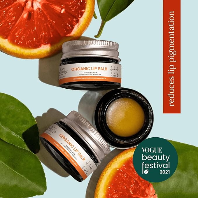 Juicy Chemistry Blood Orange & Rosehip Organic Lip Balm For PiGmented & Chapped Lips, 5 Gm