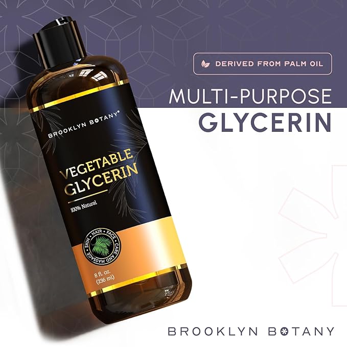 Brooklyn Botany Vegetable Glycerin - 8 fl oz, Pure Vegetable Glycerin Body Oil, Hair Oil, Skin Moisturizer, Carrier Oil for Essential Oils, Homemade Blends and Massage Oil