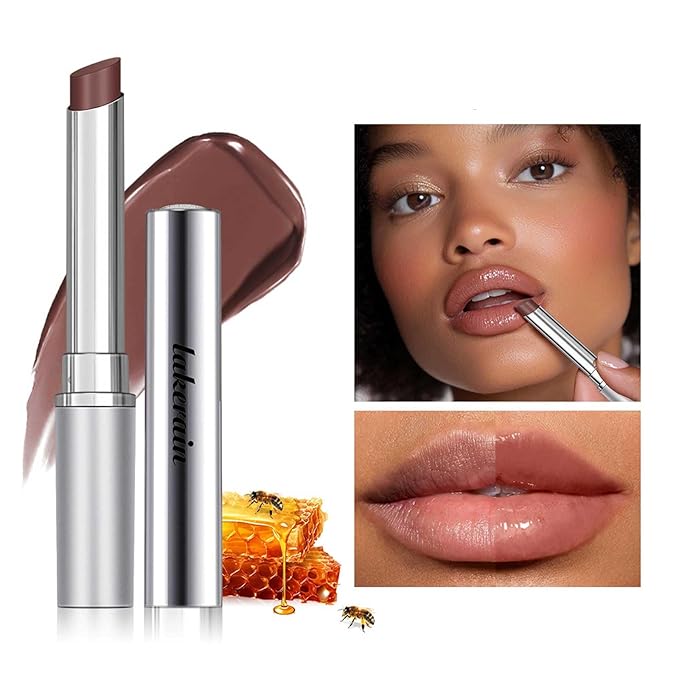 BAISEN DIARY 2PCS Honey Lipstick Tinted Lip Balm - Sheer Hydrating Lipstick for All Skin Tones - Moisturizing Lip Color, Nourishing Lip Balm with a Hint of Natural Black Cherry Tint (2Pcs Nude Honey)