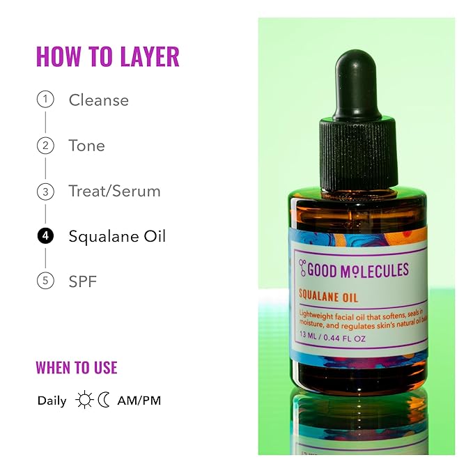 Good Molecules Squalane Oil - 100% Natural Squalane Oil Non-Greasy Moisturizer for Face, Skin, and Hair - Skin Firming, Ultra Hydrating Facial Skin Care