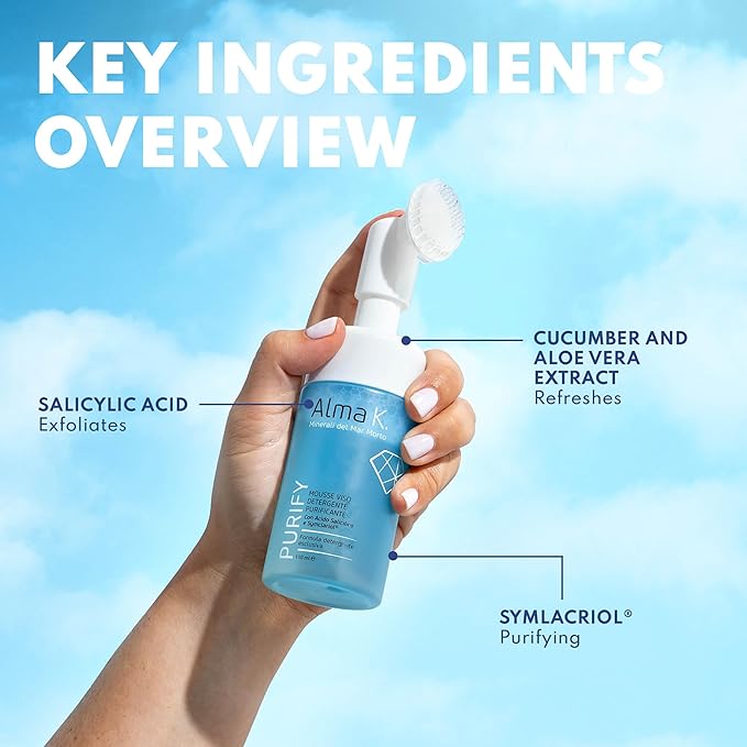 ALMA K Pore Cleansing Foaming Mousse - Gentle Face Cleanser for Women - Hydrating Facial Cleanser with Salicylic Acid - Face Wash for Women - 3.4 oz