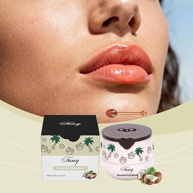 Lip Mask for Overnight Repair - Hydrating Lip Sleeping Mask with Vitamin E & Coconut Extract - Moisturizing Lip Balm Pack for Dry Lips, Non-Sticky Honeybalm Formula (Coconut)