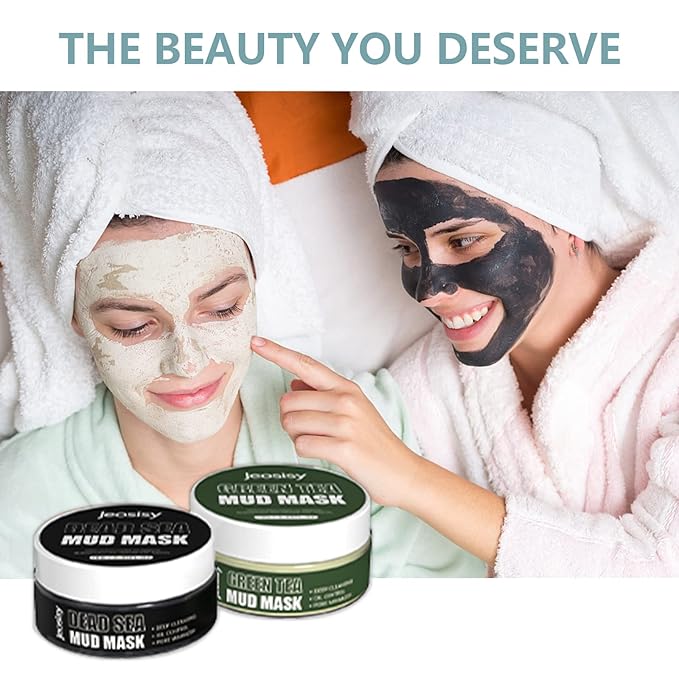 Face Clay Mask-Facial Dead Sea Mud Mask,Green Tea Mud Mask,Purifying Pore,Remove Blackheads,Control Oil,Anti Aging,Travel Size Mother's Day Gift Sets for Women and Men-2.8Oz*2