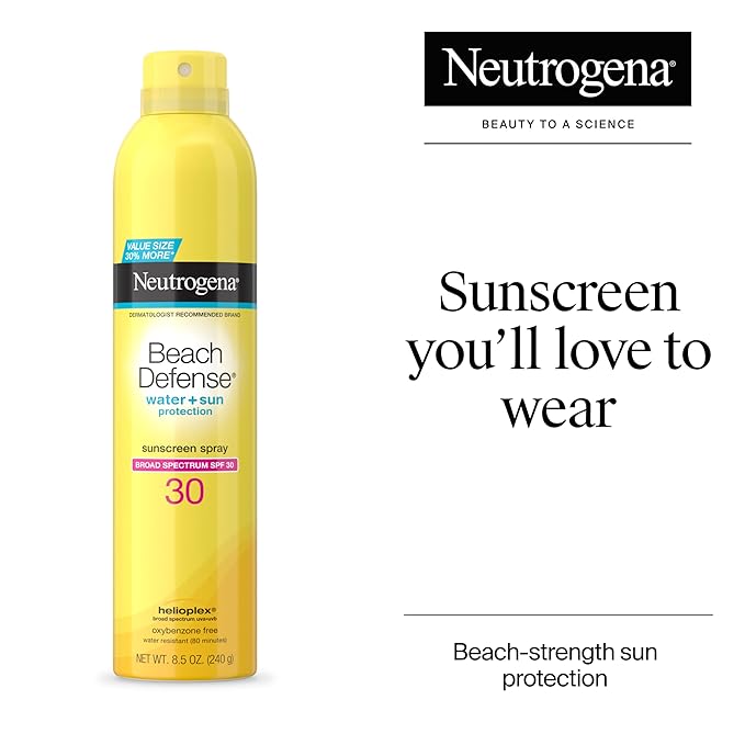 Neutrogena Beach Defense SPF 30 Sunscreen Spray, Broad Spectrum, Lightweight & Fast Absorbing, Oxybenzone & Octinoxate Free, Hawaii Act 104 Compliant Face & Body Sunscreen, 8.5 oz
