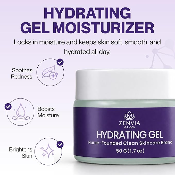 Gel Moisturizer for Face (50g) - Hydrating Face Moisturizer with Aloe Vera, Niacinamide & Vitamin E - Water Based Moisturizer for Face for Brightening & Soothing Oily Skin