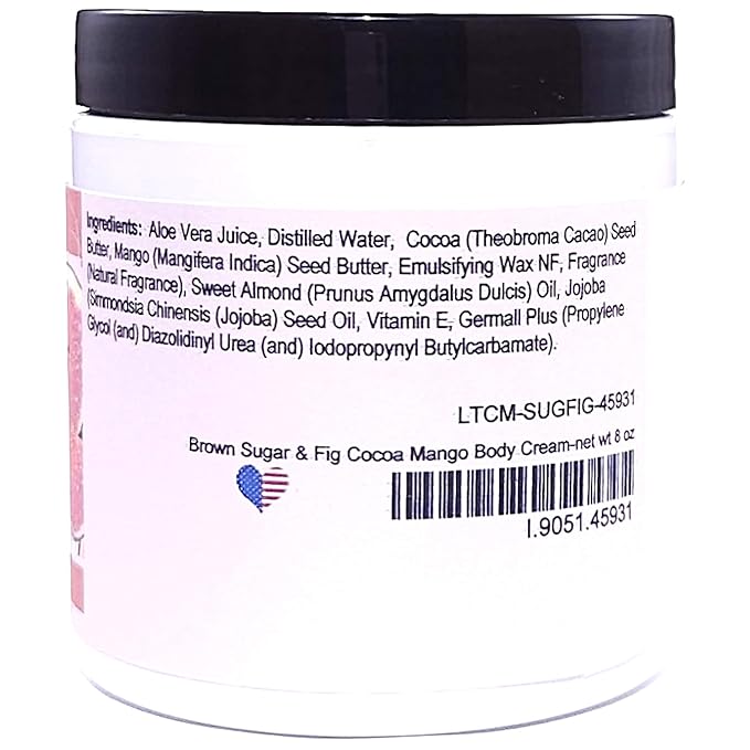 Blossom to Bath Brown Sugar & Fig Cocoa Mango Body Cream (8 Ounce) - Natural Fragrance - Feels Like A Lotion And Works Like A Butter with a Rich Fruity Scent