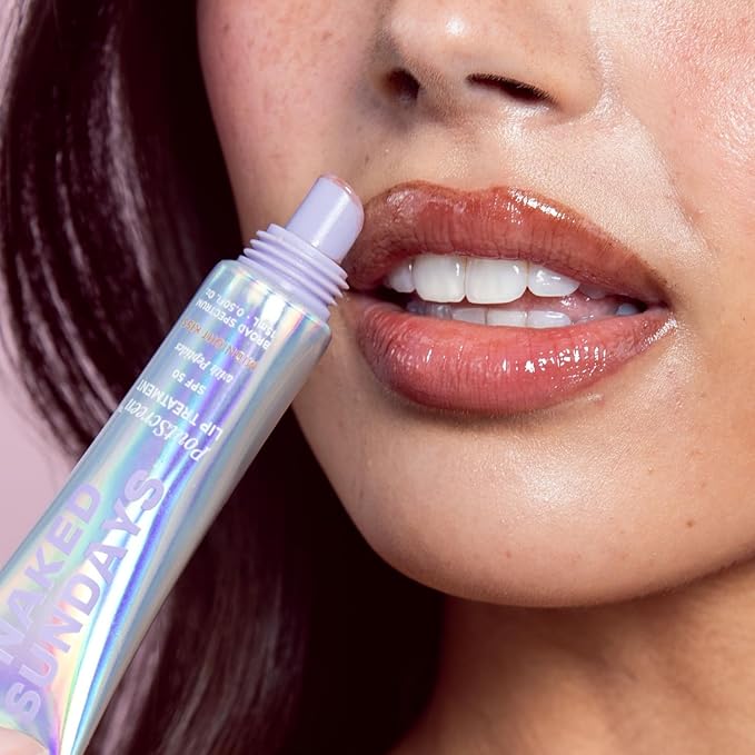 Naked Sundays Poutscreen SPF 50 Lip Treatment – Hydrating Lip Balm with Broad Spectrum, Glossy Non-Sticky Finish, Nourishing Lip Care with Peptides for Protected Lips - 15ml (Midnight Kiss)