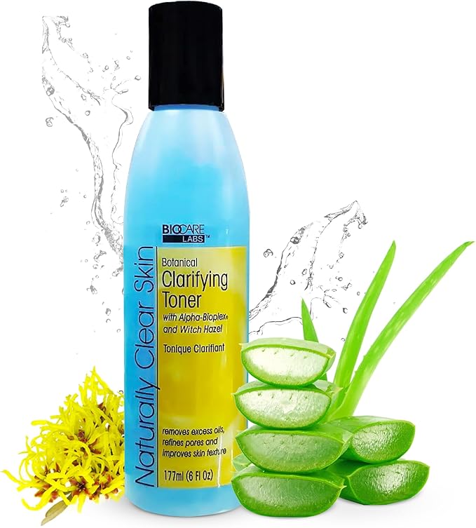 Botanical Clarifying Toner - Infused with Aloe Vera, Witch Hazel & Alpha-Bioplex, Refines Pores, Exfoliates & Conditions, Oil Control, Gentle Glow for Sensitive Skin 6 oz