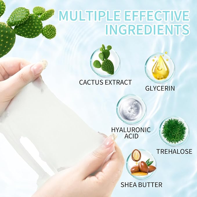 Face Masks Skincare, Pack of 5 Sheet Masks, Hydrating Facial Mask for All Skin Types, Deep Hydration, Balance Skin Water & Oil, Soothing, Cactus