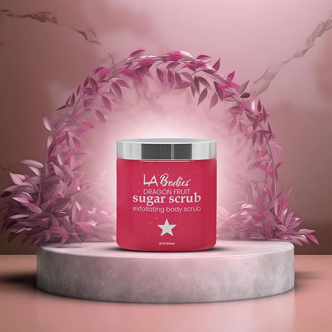 Sugar Scrub Exfoliating with Dragon Fruit and Other Natural Ingredients for Body Scrub and Foot Scrub - Soft Scrub for Nourishing Essential Skin Care, 20 oz (592 mL), Made in USA