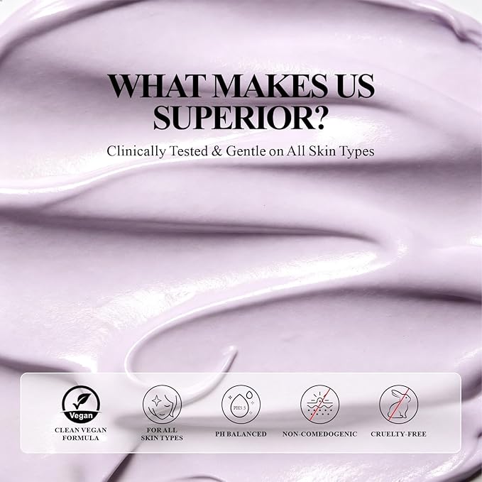 Deep Cleansing Purple Clay Face Mask, with Lavender & Glow Mud, 5.3 oz Large Size – Hydrating Mud Mask with Brush, Zero Pore Blackhead Mud Facial Mask for All Skin Types