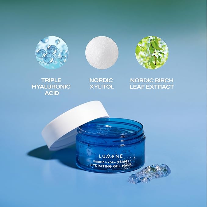 Lumene Nordic Hydra [LÄHDE] Oxygen Recovery 72H Hydra Gel Mask | Cooling, Hydrating Face Treatment | For Dry, Dehydrated Skin With Organic Nordic Birch Sap & Arctic Spring Water | Vegan | 150 ml