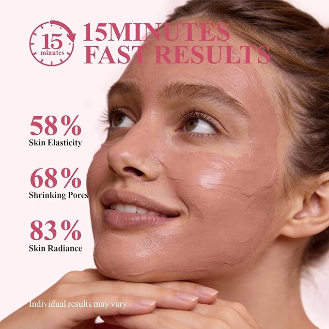 Deep Cleansing Red Clay Face Mask, with Glacial Minerals & Soothing Tightening Mud, 5.3 oz Large Size – Hydrating Mud Mask with Brush, Zero Pore Blackhead Mud Facial Mask for All Skin Types