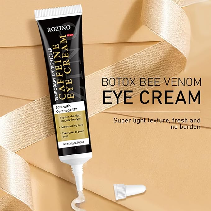 Caffeine Eye Cream for Dark Circles & Puffiness, Hydrating Under Eye Treatment with Ceramides, Coconut Oil, Fights Fine Lines, Lightweight Formula (0.7OZ)