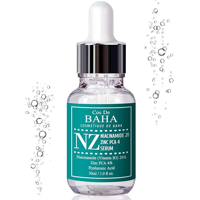 Cos De BAHA Niacinamide 20% + Zinc PCA 4% Serum 1 Fl Oz - Pore Reducer, Uneven Skin Tone Treatment, Diminishes Acne Prone, Skin Balancing Pore Reducing, Restores Elasticity (30 ml)