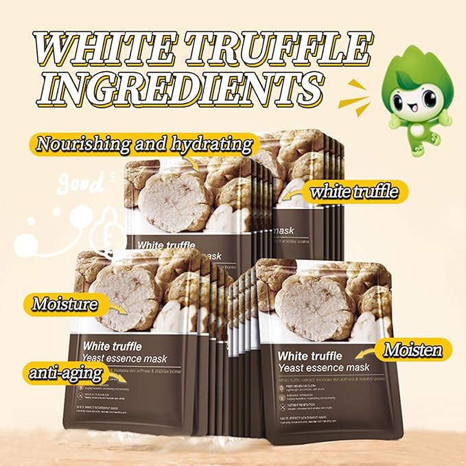 Hydrating Facial Mask Sheet Set of 5, Moisturizing Face Mask for Smooth and Supple Skin, Refreshing Self Care Beauty White Truffle One Size