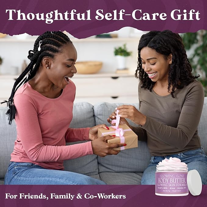 PURPLE CANYON Glowing Goat 2oz Mini Whipped Body Butter | Lavender, Rose & Cedar Infused with Goat Milk, Jojoba Oil & Aloe Vera | Natural Moisturizing Butter for Skin Care