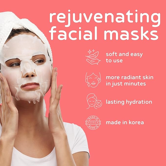 PB & JAY Purenature Facial Mask – Premium Quality Korean Sheet Mask for Dry Skin – Korean Collagen Essence Hydrating Facemask Sheet (Pomegranate)