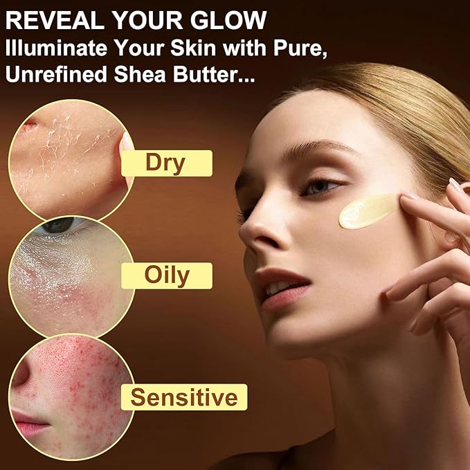 Unrefined Shea Butter Raw Organic for Skin and Hair, Pure and Natural Raw Shea Butter Moisturizer for Dry Skin Care 1Pack