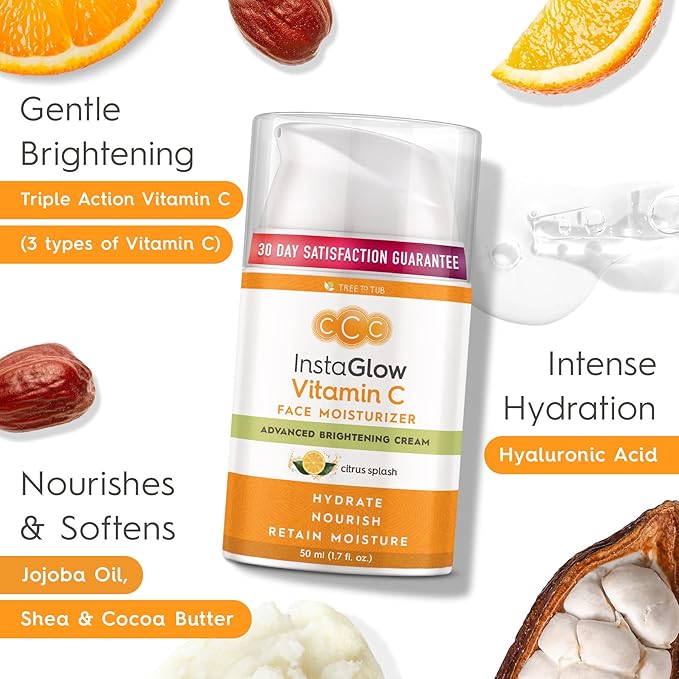 Tree To Tub Vitamin C Face Cream - Triple Action Vitamin C Moisturizer for Face, Face Moisturizer for Women, Day and Night Vitamin C Cream for Face