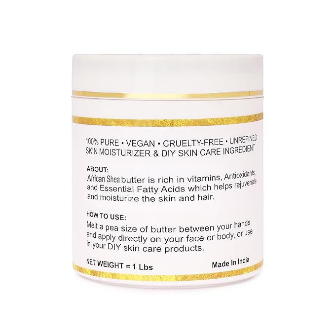 Organic Raw African Shea Butter 100% Pure,Natural & Unrefined| Skin Moisturizer For Face, Body & Hair| 1 LBS/450 GM Ivory / White Grade A | DIY Creams, Balms, Lotions, Soaps| Moisturizes Dry Skin