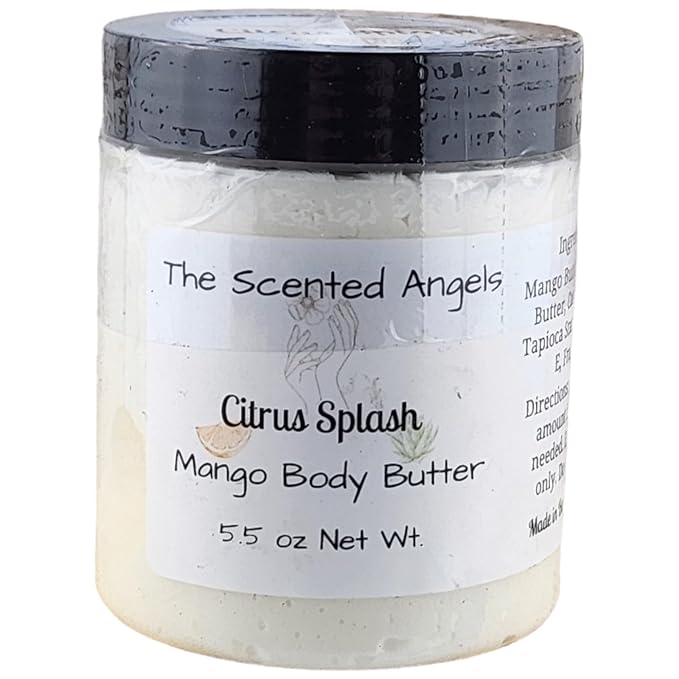 TSA Handmade Whipped Mango Citrus Splash Body Butter Cream, Luxury Body Lotion for Dry Skin, Daily Moisturizing Shea Butter, Sunflower Oil, Women, Men, Teens, 5.5 oz Jar (Citrus Splash, 5.5 oz)