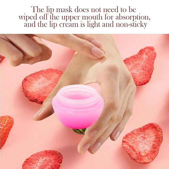 6 Pack Cute Lip Mask Sleeping Overnight for Dry Lips with Coconut Oil and Beeswax -Smoothing Hydrating Softening Plumoing Moisturizing with Small Lip Brush 6 Flavors Valentine's Gift for Women 0.18 Oz