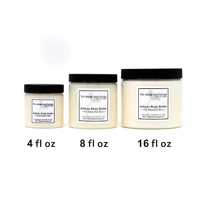 The Soap Exchange Body Butter - Pink Grapefruit Scent - Hand Crafted 4 fl oz / 120 ml Natural Artisan Skin Care, Shea Butter, Aloe Vera, Nourish, Moisturize, & Protect. Made in the USA.