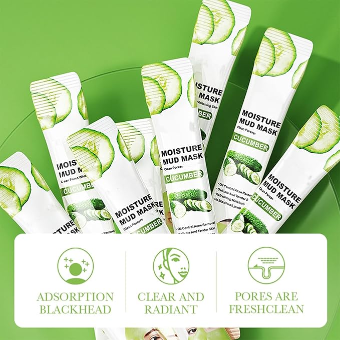 Etuanxi 30Pcs Recovery Mud Mask Clay Mask for Face Vitamin C & Cucumber & Dead Sea Mud Masks for Face Face Mask Moisturizing Deep Cleansing Mud Mask Skin Care Set