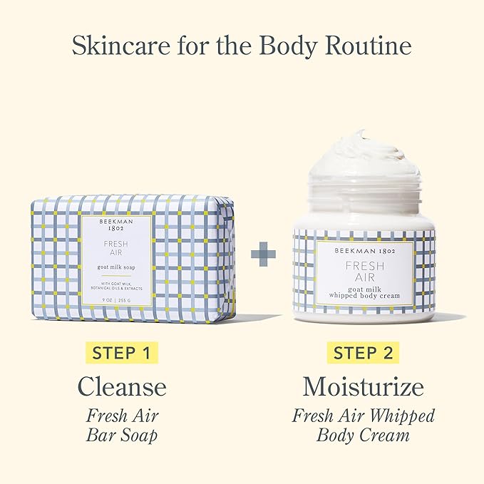 Beekman 1802 Whipped Body Cream – Rich Body Butter & Moisturizing Body Cream, Goat Milk Lotion, Shea Butter & Vitamin E, Hydrating Body Moisturizer for Dry Skin - Fresh Air 8 oz