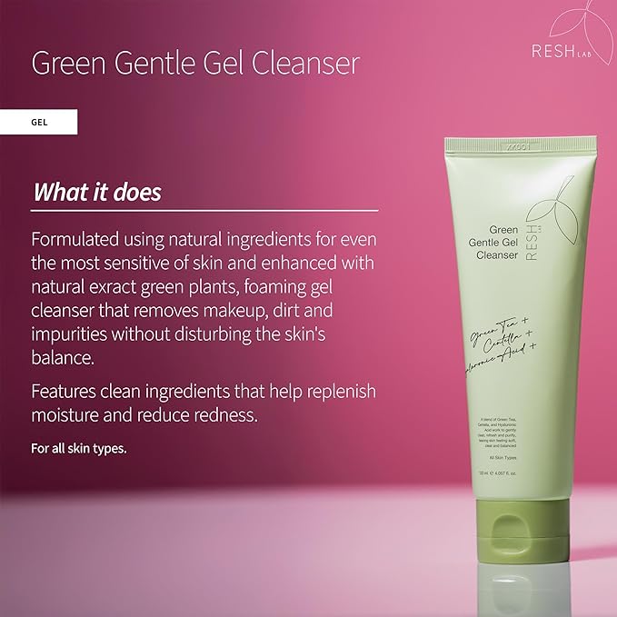 Gentle Gel Cleanser – 120ml | Foaming Face Wash with Natural Plant Extracts for Sensitive Skin | Makeup Remover & Hydrating Facial Cleanser | Deep Pore Cleanse Without Drying