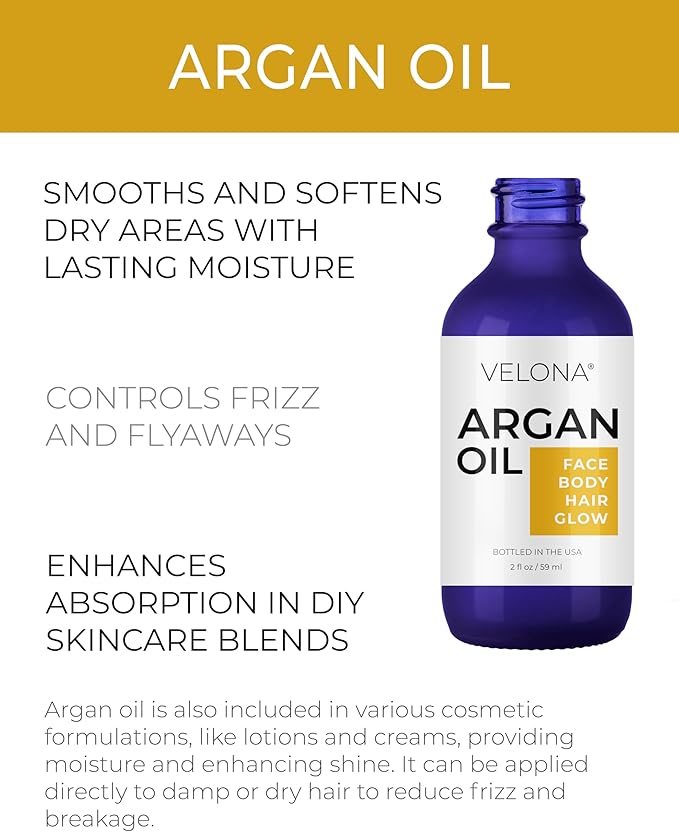 velona Argan Oil - 2 Fl Oz | 100% Pure and Natural | Morocco Oil | Skin, Body and Face Care | Nails Protector | Unrefined, Cold Pressed