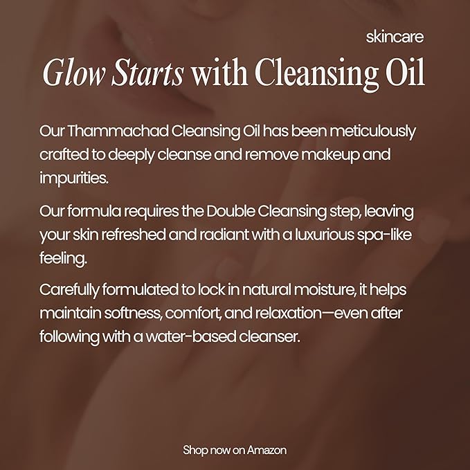 Thammachad Oil Cleanser Makeup Remover for Sensitive Skin Nourishing Cleansing Oil with Moringa & Camellia – 100% Natural First-Step Face Cleanser, 200ml Handcrafted in Small Batch in the USA