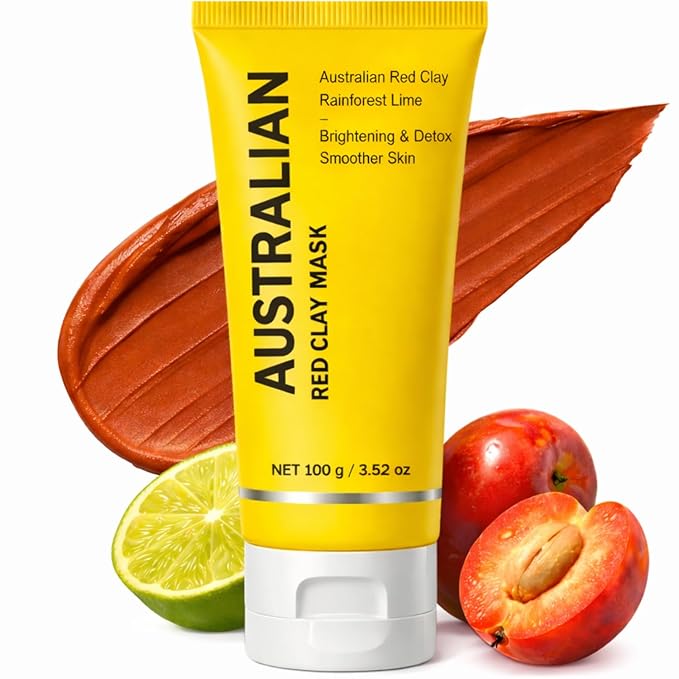 Zelara Australian Red Clay Face Mask, Mineral-Rich Detox Mud Mask with Kakadu Plum,Desert & Rainforest Lime Extracts, for Radiant-Looking, Smoother Skin, All Skin Types, 100 mL (1)