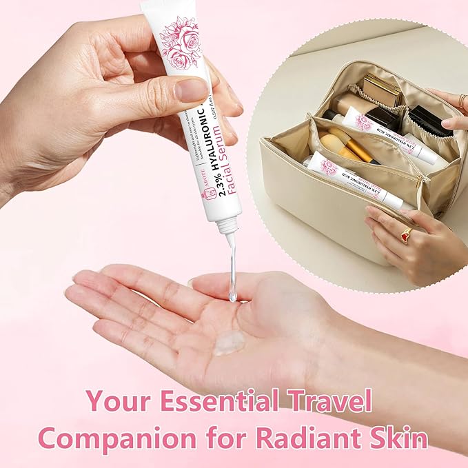 2.3% Hyaluronic Acid Serum for Face with 5% Rosa Flower Water Deep Moisturizing Anti-Wrinkle(3Pack-Each 15g)