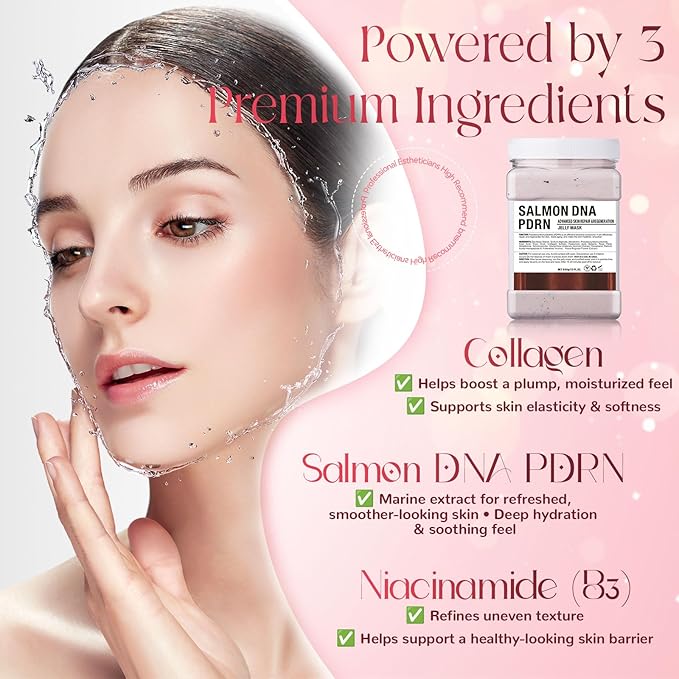 Salmon Mask for Face with PDRN Serum, Jelly Face Mask Texture, Korean Salmon DNA Inspired Formula, Hydrating Gel Mask for Skincare Routine
