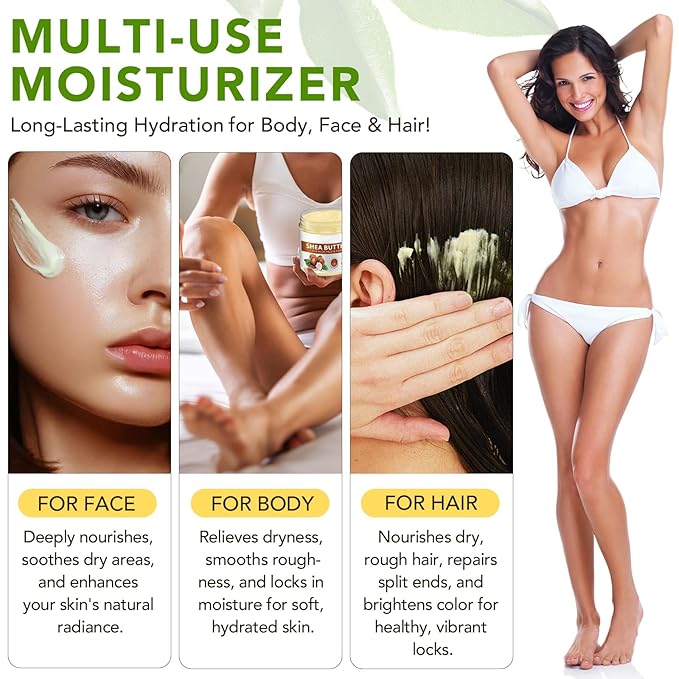 Shea Butter Raw Organic Pure Natural Unrefined Shea Butter for Hair & Body Face Moisturizer Vitamin A, E & F, Make Lotion for Extremely Dry Skin, DIY Lip Balm, Body Butter,Hand Cream Shea Butter Soap