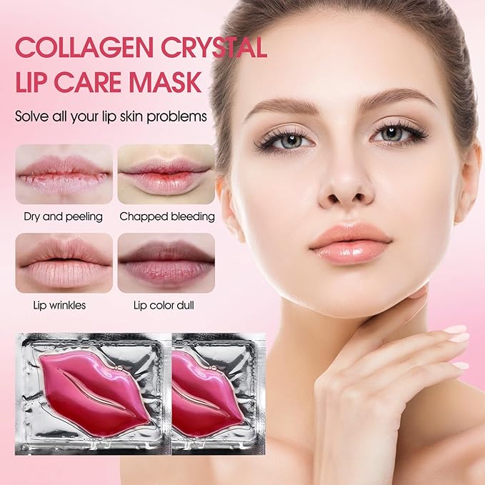 30 pieces of Moisturizing Collagen Crystal Lip Mask - Anti-Ageing & Anti Chapped, Reduce lip Wrinkles, Fade Lip Color, Make Skin Smooth (Pink)