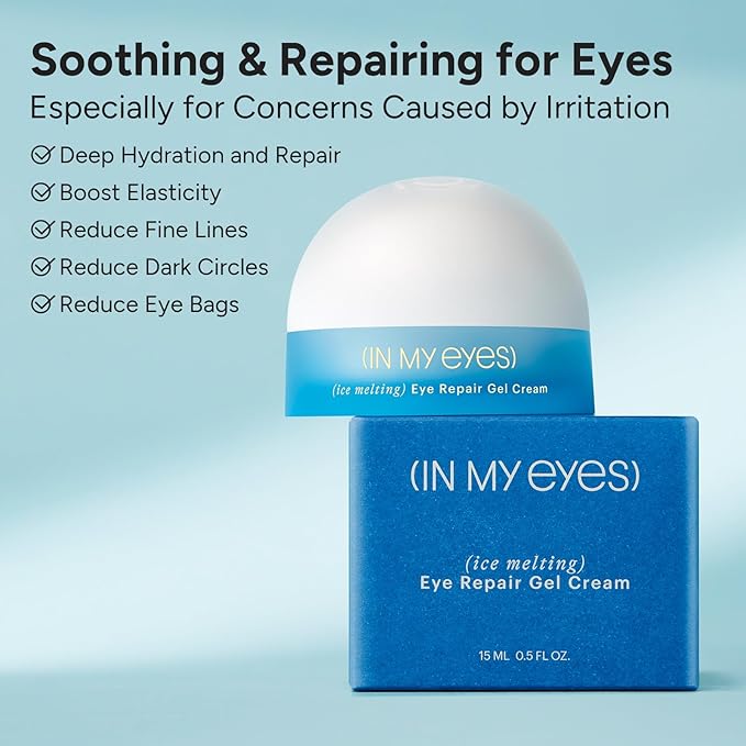 In My Eyes Eye Repair Gel Cream - Under Eye Cream with Caffeine & Lutein, Anti-Wrinkle and Firming, Treatment to Reduce Dark Circles, Fine Lines & Puffiness, 0.5 oz.
